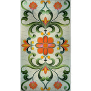 Marigold Vine Bloom glass film pattern in orange, green and gold, full design view